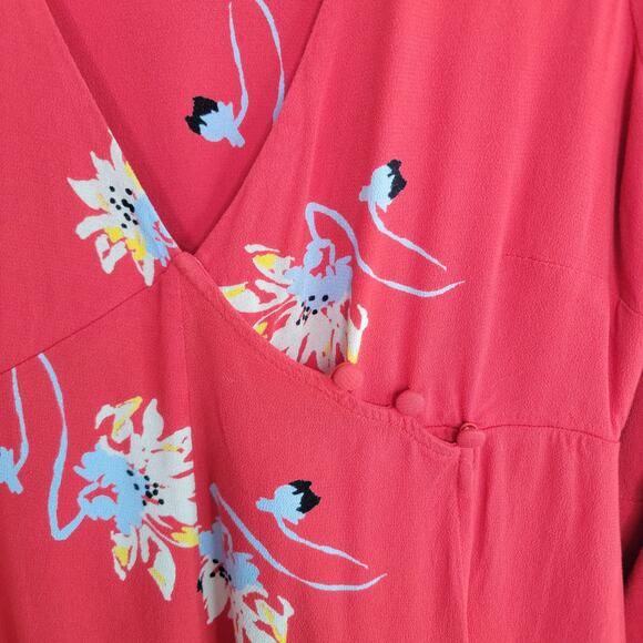 Free People Time On My Side Wrap Dress in Red Floral Sz Medium - Picture 5 of 10